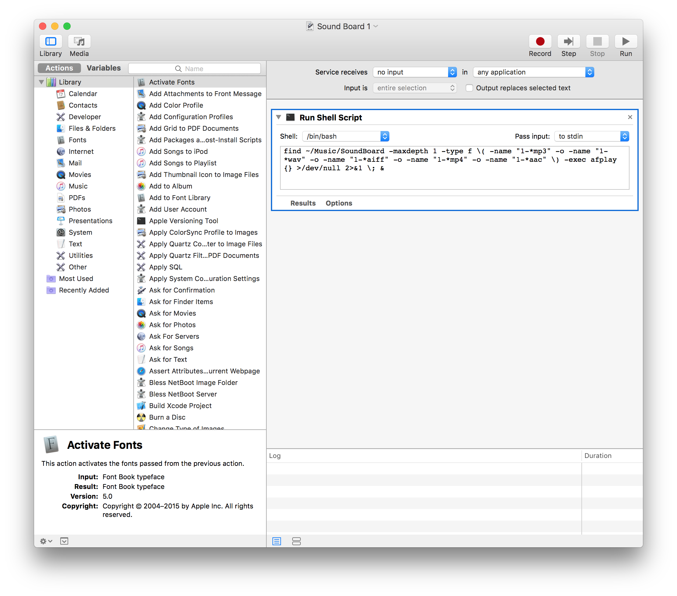 Automator window.
